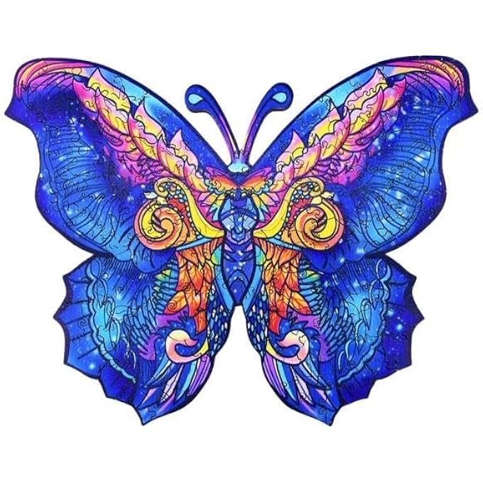 WOODEN JIGSAW PUZZLES, 3D WOODEN ANIMALS SHAPED PUZZLES, BEST GIFT FOR ADULTS AND KIDS DIY PUZZLE PIECE, COLORFUL UNIQUE SHAPED BUTTERFLY PUZZLES A5-5.8 X 8.2 IN - Image 4